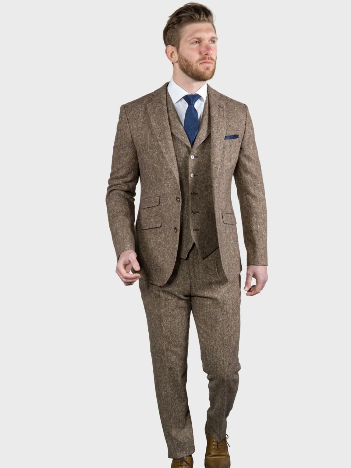Torre Elton Tweed Men's Brown Donegal Tweed Trousers