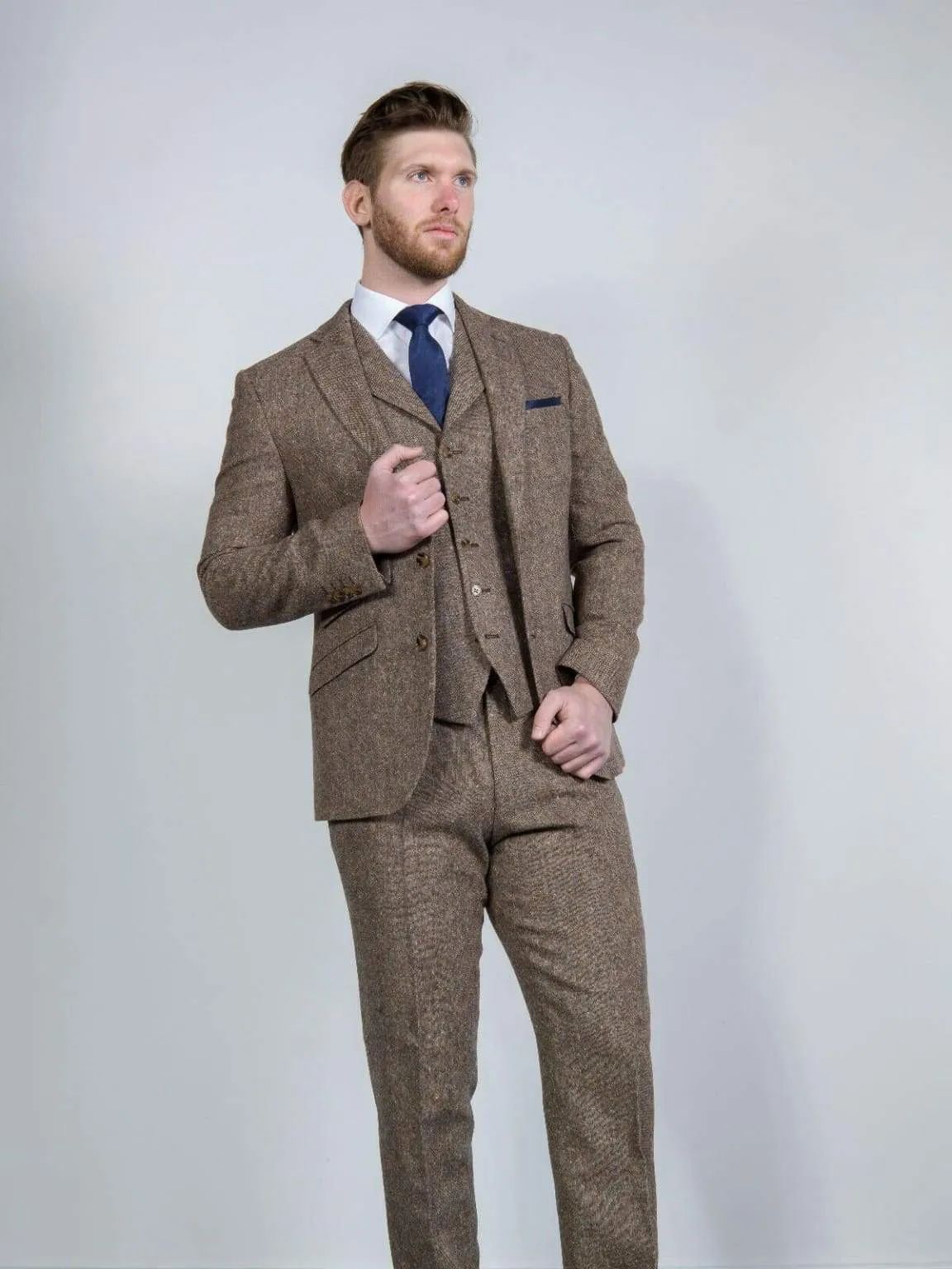 Torre Elton Tweed Men's Brown Donegal Tweed Trousers