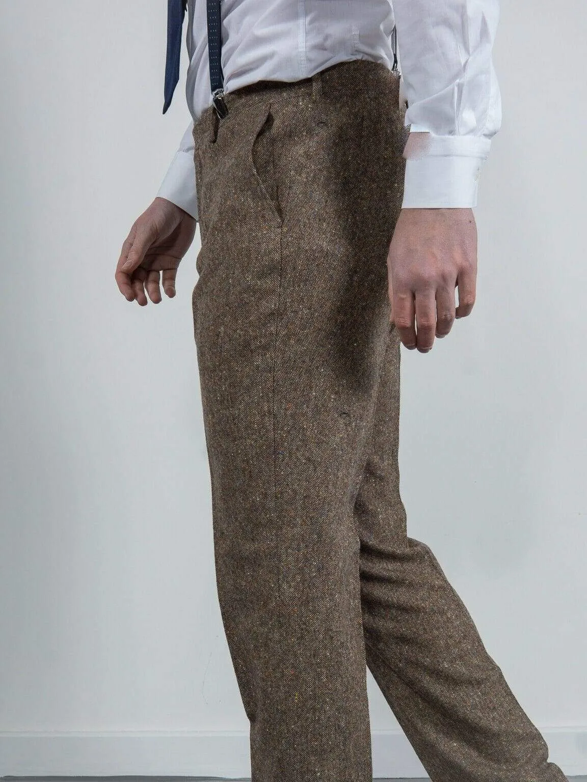 Torre Elton Tweed Men's Brown Donegal Tweed Trousers
