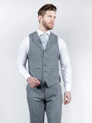 Torre Men's Blue 100% Wool Donegal Tweed Waistcoat