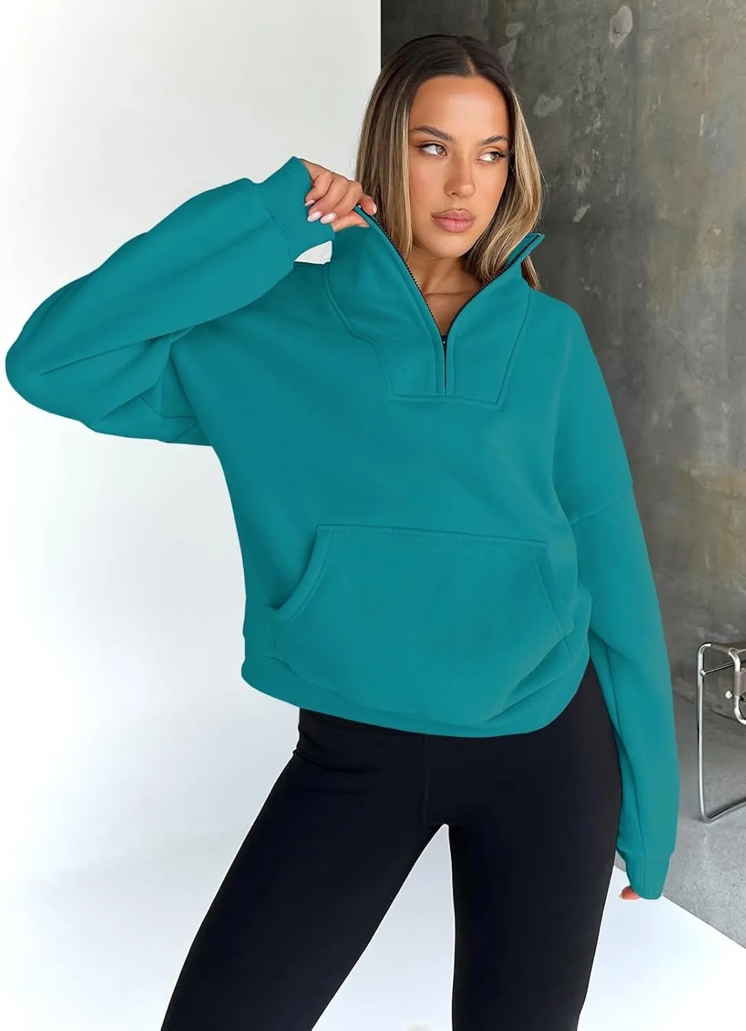 Trendy Queen Sweatshirts Quarter Half Zip Pullover Oversized Hoodies Sweaters Comfy Fall Outfits 2025 Y2K Winter Clothes