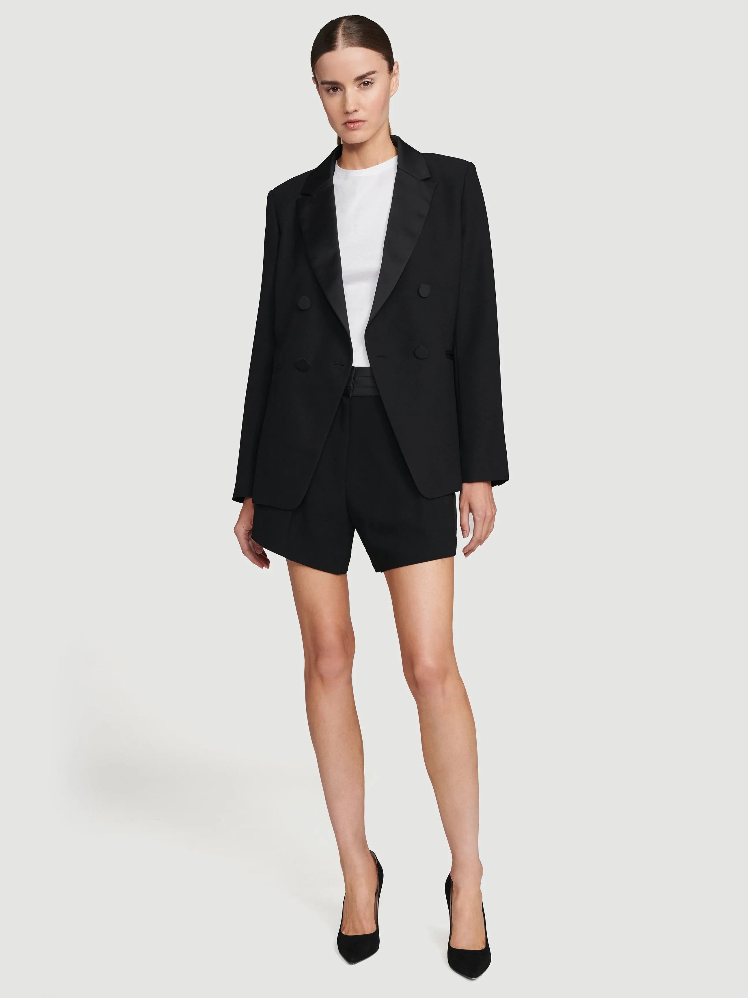Tux Satin Blazer -- Noir