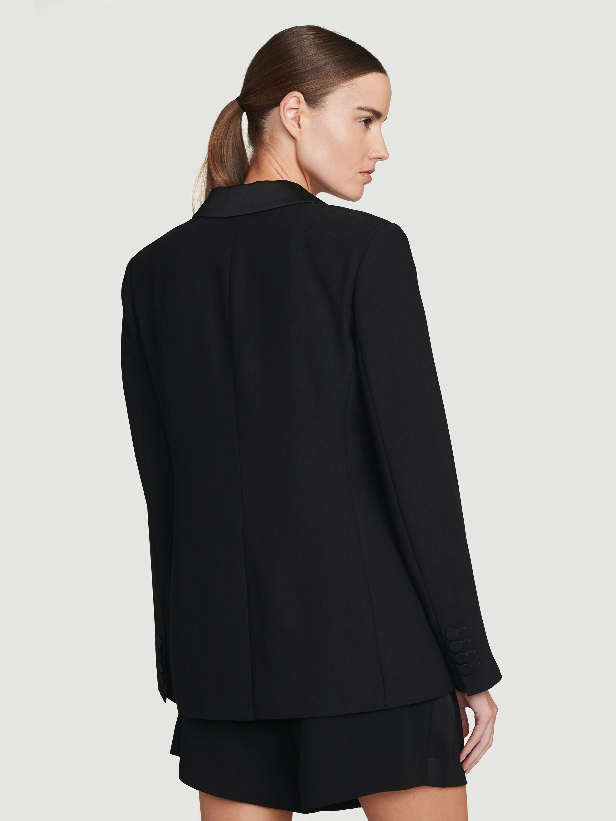 Tux Satin Blazer -- Noir
