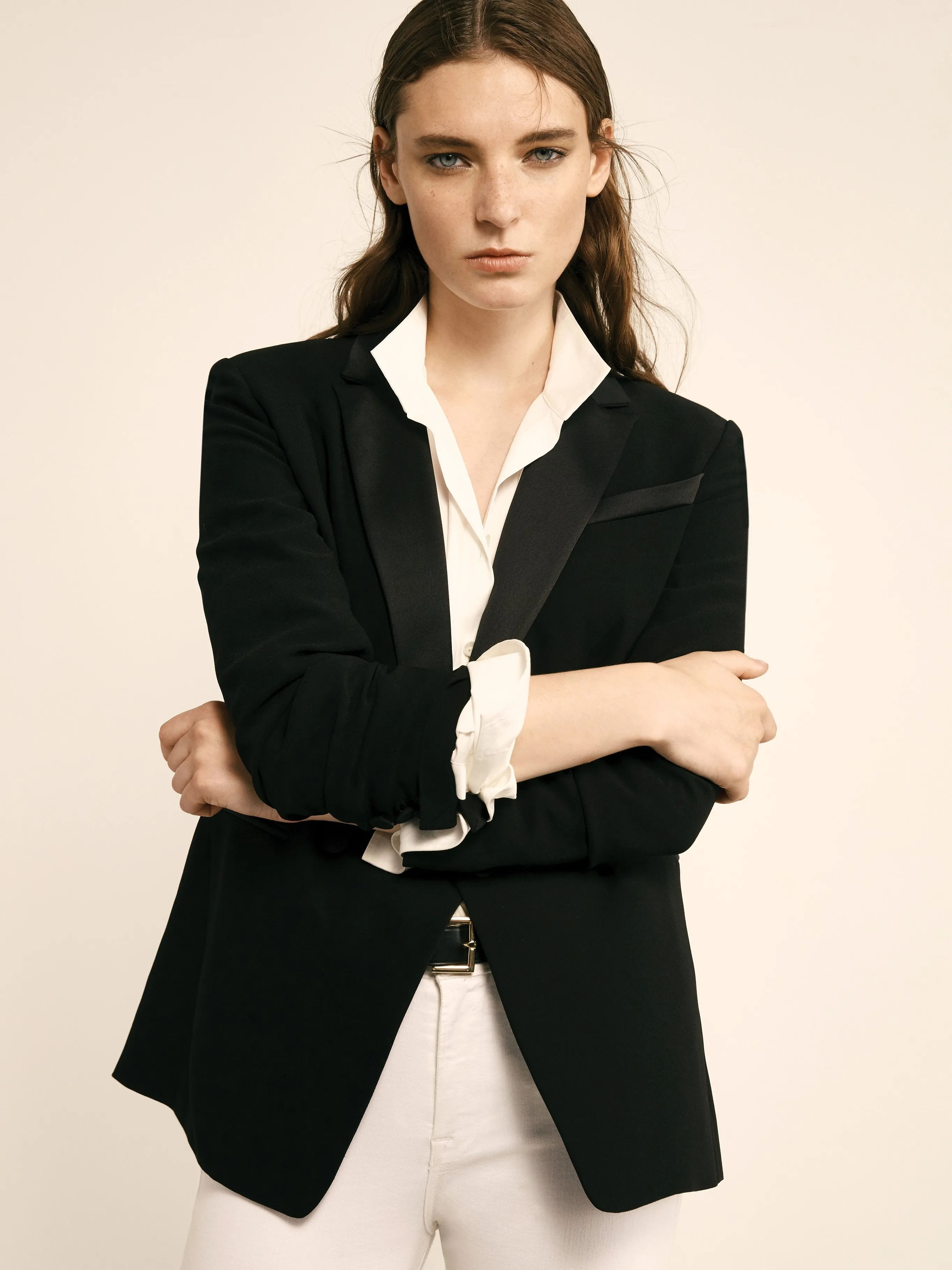 Tux Satin Blazer -- Noir