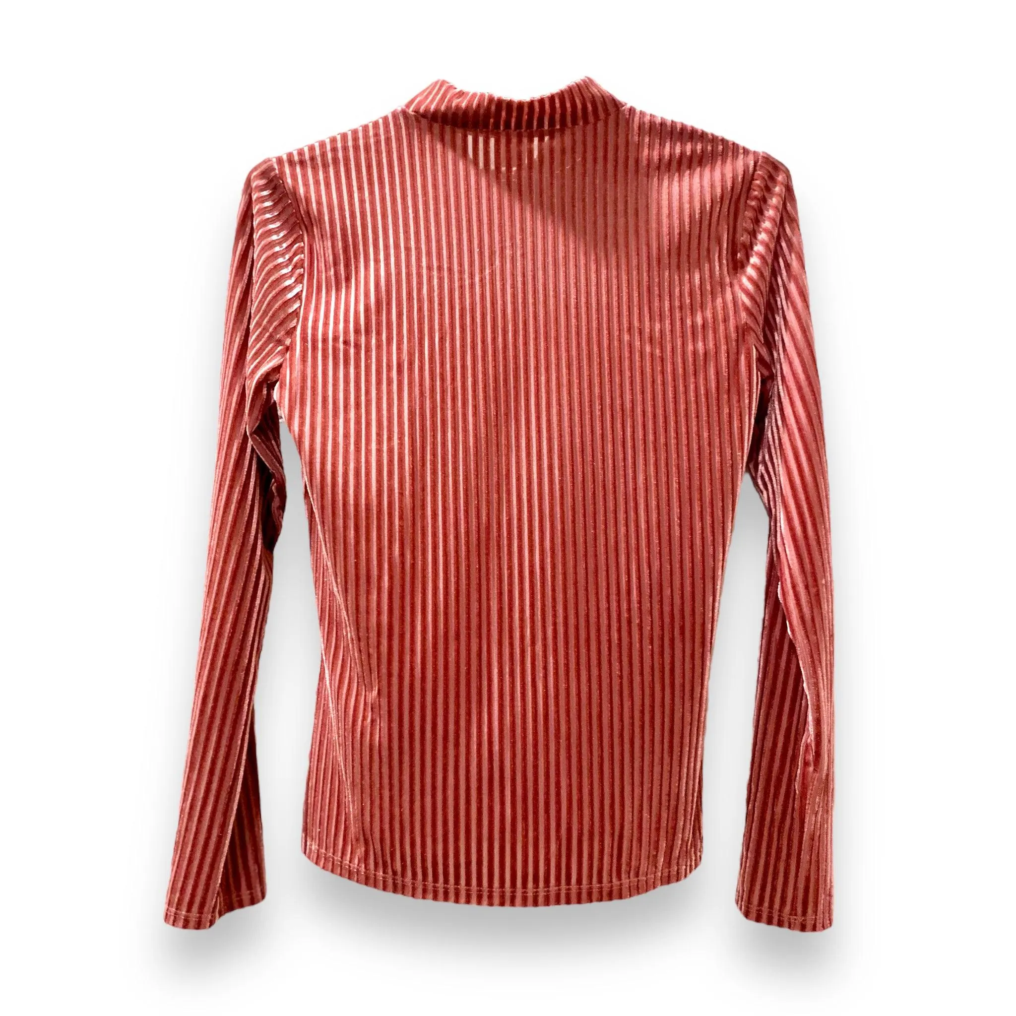 Versatile Dusty Rose Rib Knit Mesh Velvet Top