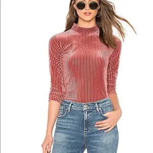 Versatile Dusty Rose Rib Knit Mesh Velvet Top