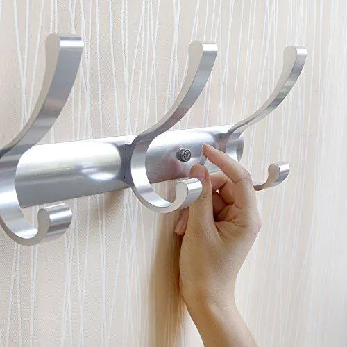 Vidwala Wall Mounted Coat Rack Hook - Double Prong Robe Hooks Metal Decorative Hook Rail - Heavy Duty Wall Hooks for Bathroom Kitchen Office Entryway Hallway