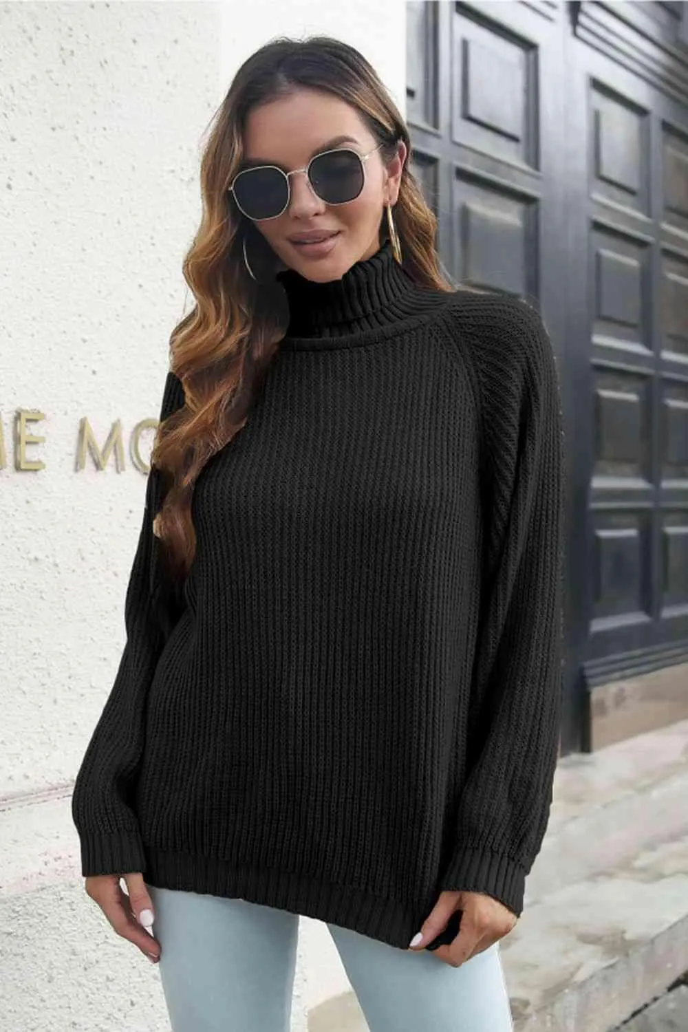 Warm Sophistication Turtleneck Ribbed Knit Sweater