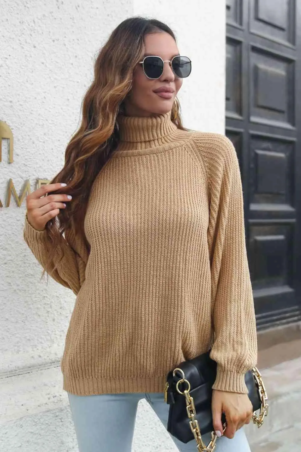 Warm Sophistication Turtleneck Ribbed Knit Sweater