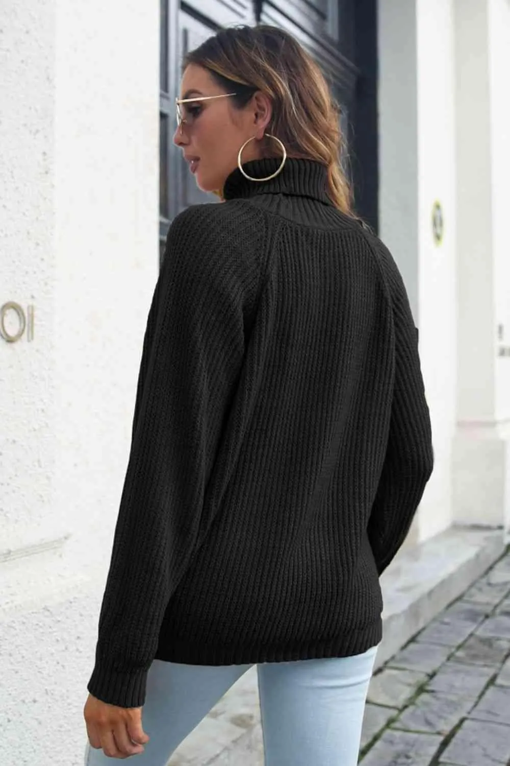 Warm Sophistication Turtleneck Ribbed Knit Sweater
