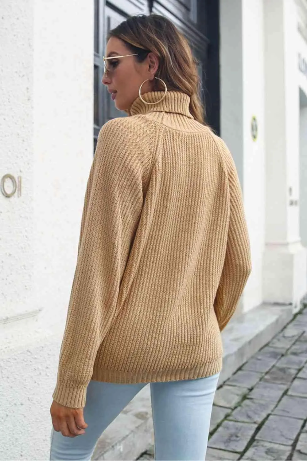 Warm Sophistication Turtleneck Ribbed Knit Sweater