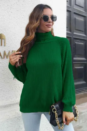 Warm Sophistication Turtleneck Ribbed Knit Sweater