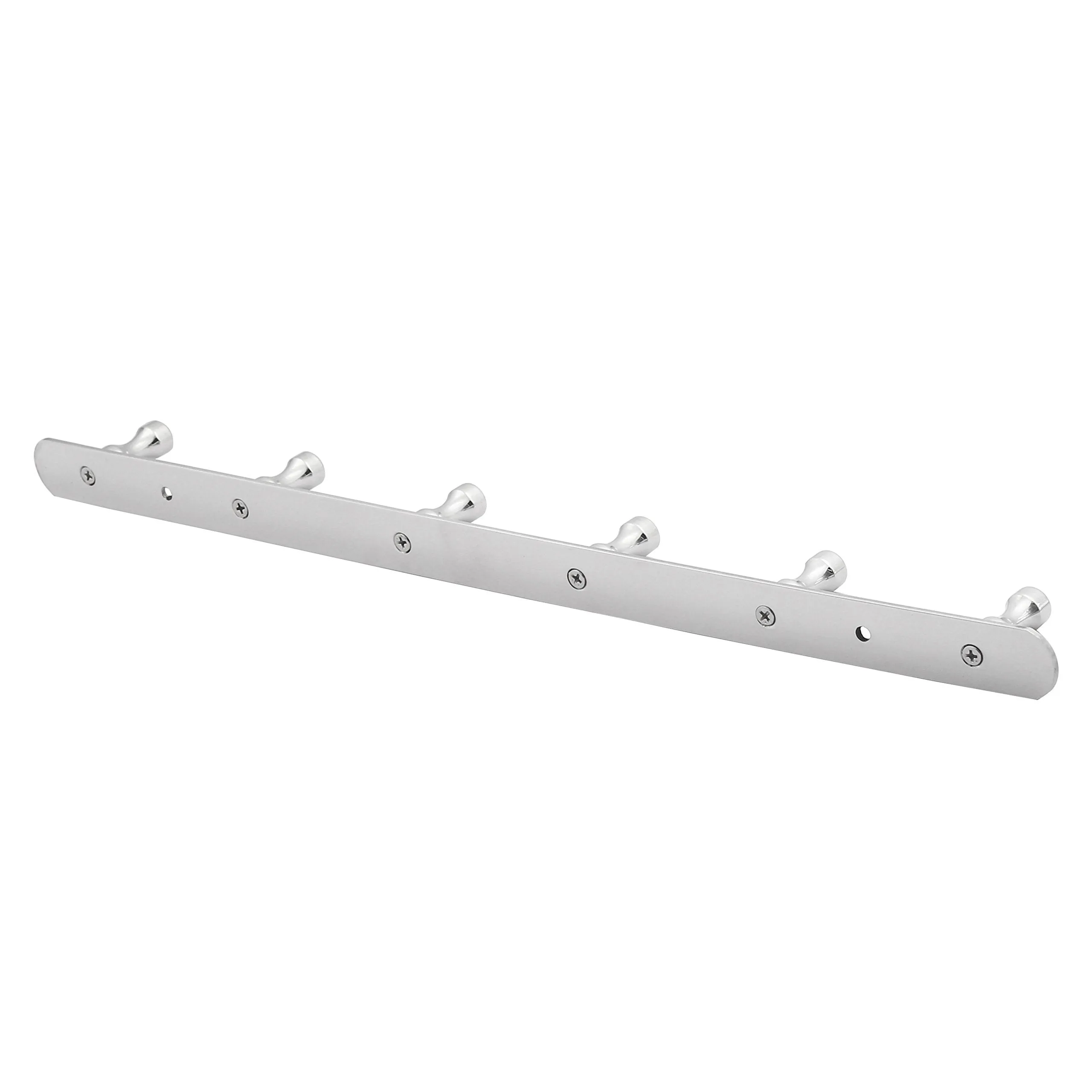 WEBI 2 Set SUS 304 Heavy Duty 6 Peg Robe Coat Kitchen Bath Towel Hooks, Bowling Like Wall Door Mounted Garment Hat Rack Hanger Rail Holder Closet Clothing Garage Home Organizer Storage, Polished IYZ62