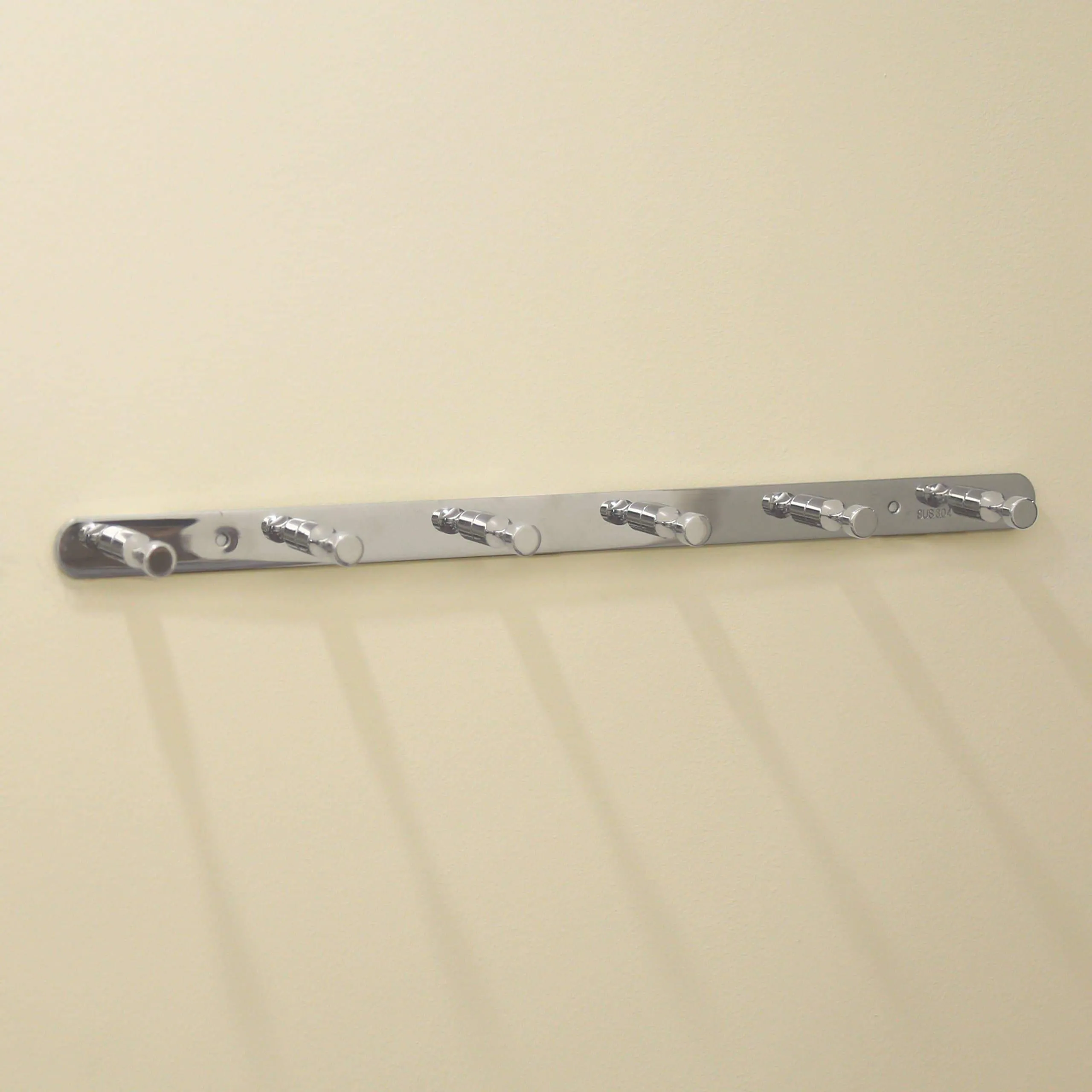 WEBI 2 Set SUS 304 Heavy Duty 6 Peg Robe Coat Kitchen Bath Towel Hooks, Bowling Like Wall Door Mounted Garment Hat Rack Hanger Rail Holder Closet Clothing Garage Home Organizer Storage, Polished IYZ62
