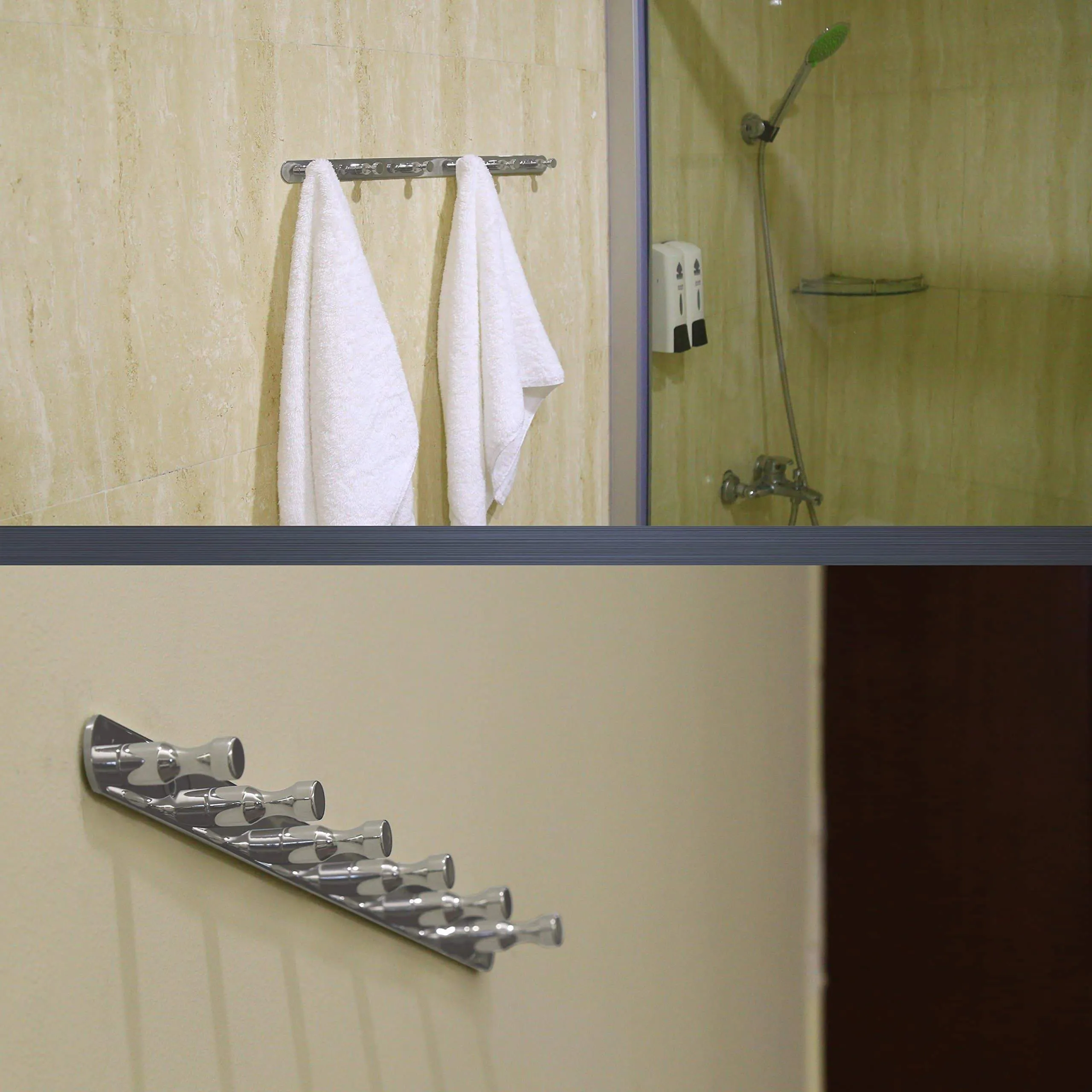 WEBI 2 Set SUS 304 Heavy Duty 6 Peg Robe Coat Kitchen Bath Towel Hooks, Bowling Like Wall Door Mounted Garment Hat Rack Hanger Rail Holder Closet Clothing Garage Home Organizer Storage, Polished IYZ62