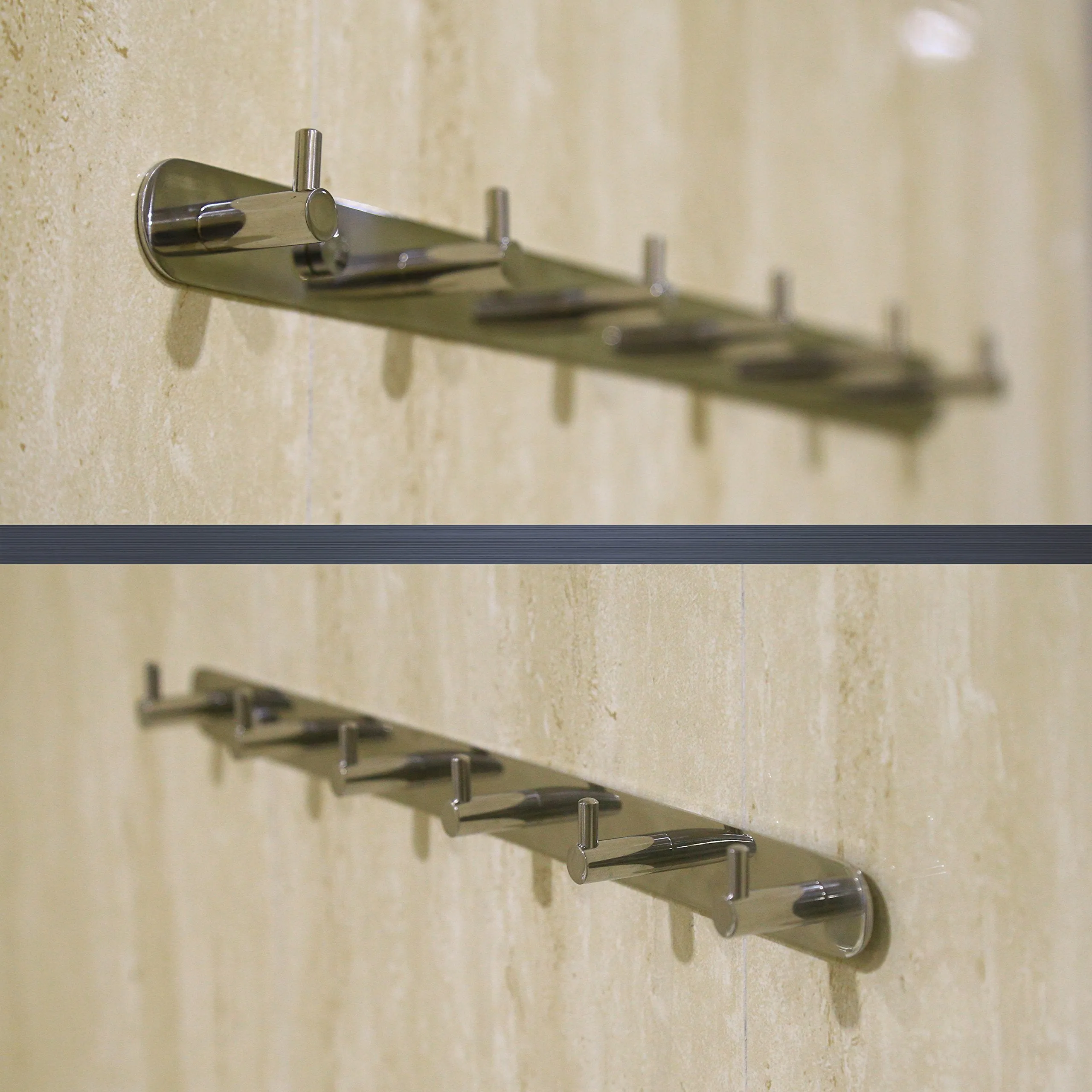 WEBI Polished 6 Peg SUS 304 Coat Robe Hook Hat Garment Rack Kitchen Bath Towel Holder Closet Clothes Hanger, Wall Mounted Bedroom Bathroom Entryway Accessories Home Office Storage Organization 304YZ6