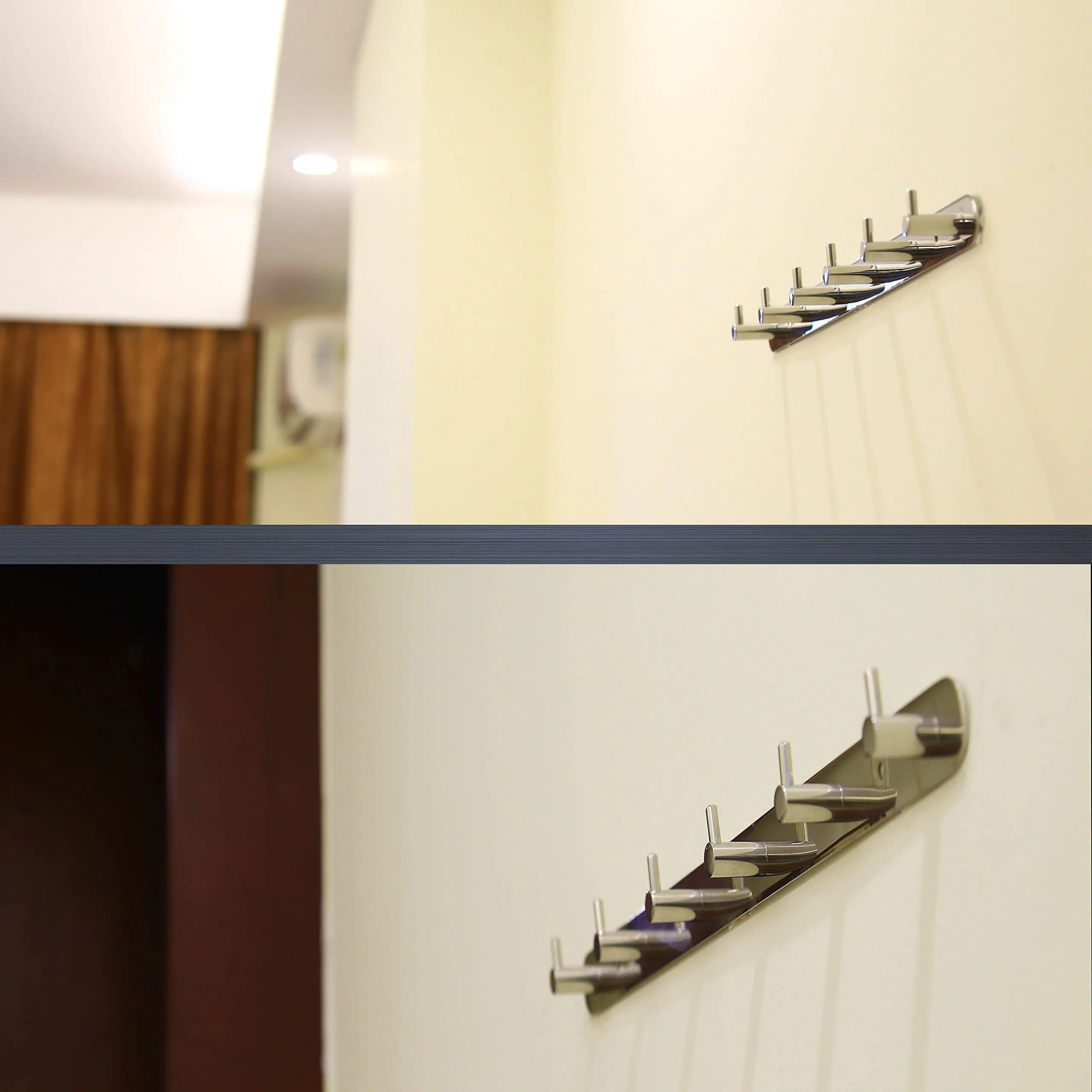 WEBI Polished 6 Peg SUS 304 Coat Robe Hook Hat Garment Rack Kitchen Bath Towel Holder Closet Clothes Hanger, Wall Mounted Bedroom Bathroom Entryway Accessories Home Office Storage Organization 304YZ6