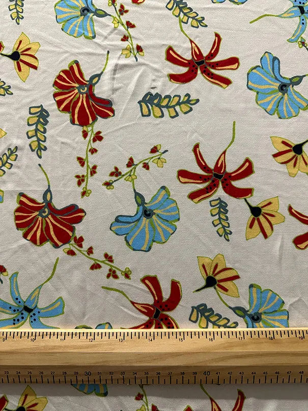 White Multi Floral Print ITY Jersey Knit Fabric