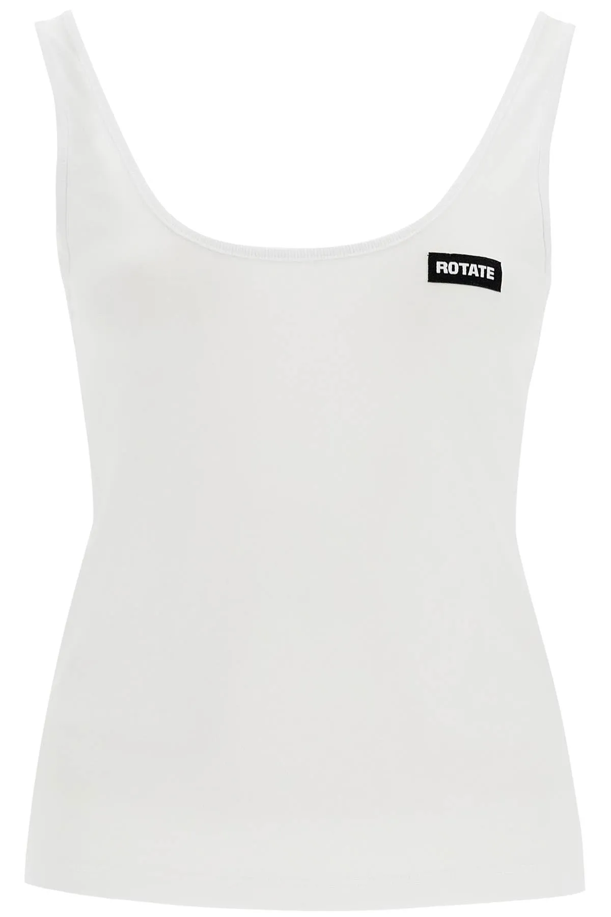 white recycled cotton top with deep neckline 113625400 BRIGHT WHITE