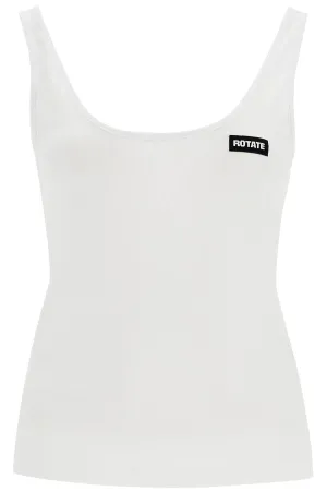 white recycled cotton top with deep neckline 113625400 BRIGHT WHITE