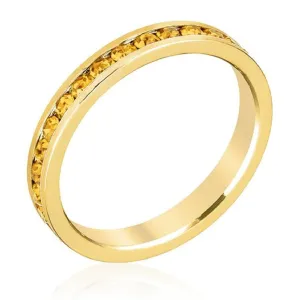 WildKlass Stylish Stackables Yellow Crystal Gold Ring