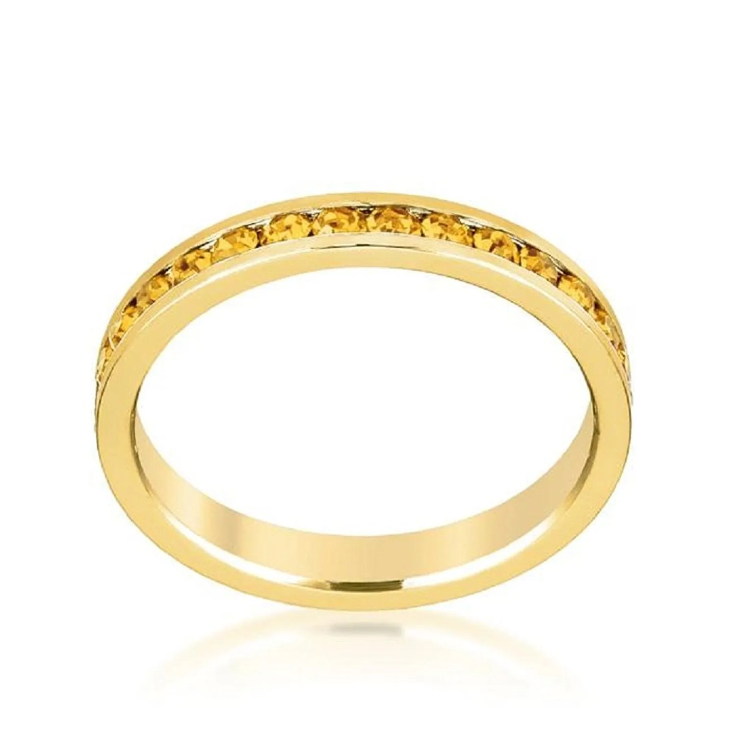WildKlass Stylish Stackables Yellow Crystal Gold Ring
