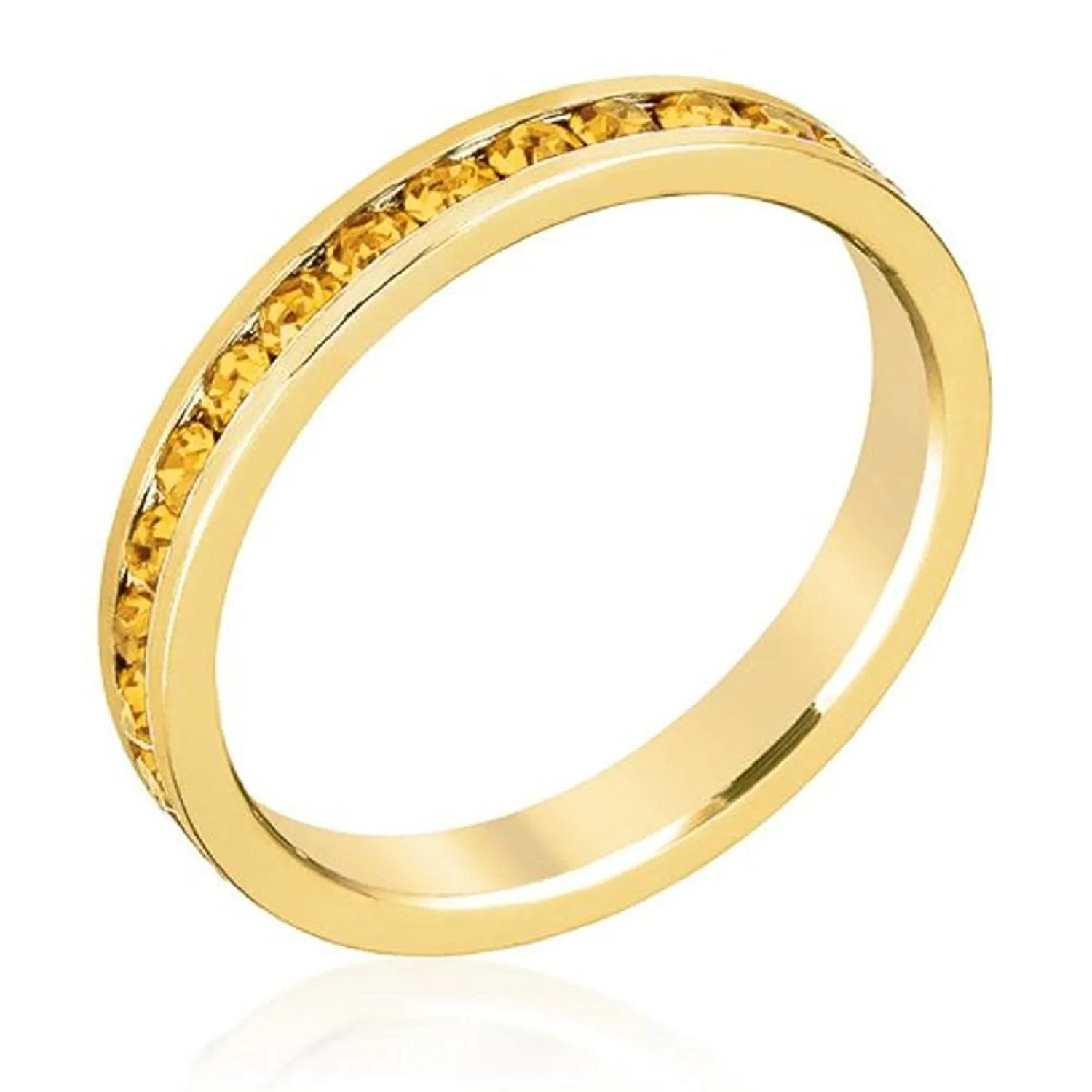 WildKlass Stylish Stackables Yellow Crystal Gold Ring