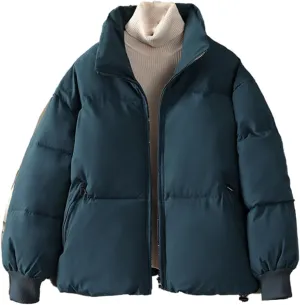 Winter Short Parka Jacket Women Thick Cotton Padded Coats Stand Collar Loose Puffer Parkas Down Jackets Outwear