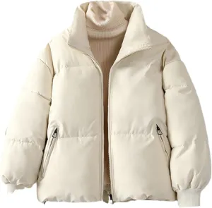 Winter Short Parka Jacket Women Thick Cotton Padded Coats Stand Collar Loose Puffer Parkas Down Jackets Outwear