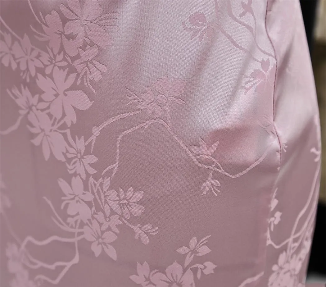 Woman Elegant Slim Floral Print Satin Skirts Streetwear Casual Straight Pencil Midi Skirt