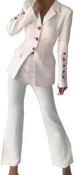 Women Blazer Suit Long Sleeve Jackets Female Pants Suit 2 Pcs Formal Office Lady Suits Sets Outfits