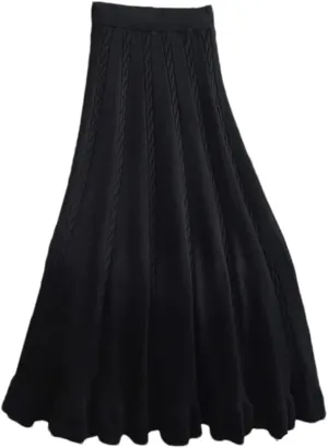 Women Solid High Waist Pleated Skirt Halloween Vintage Midi Skirt Office Work Warm Skirt