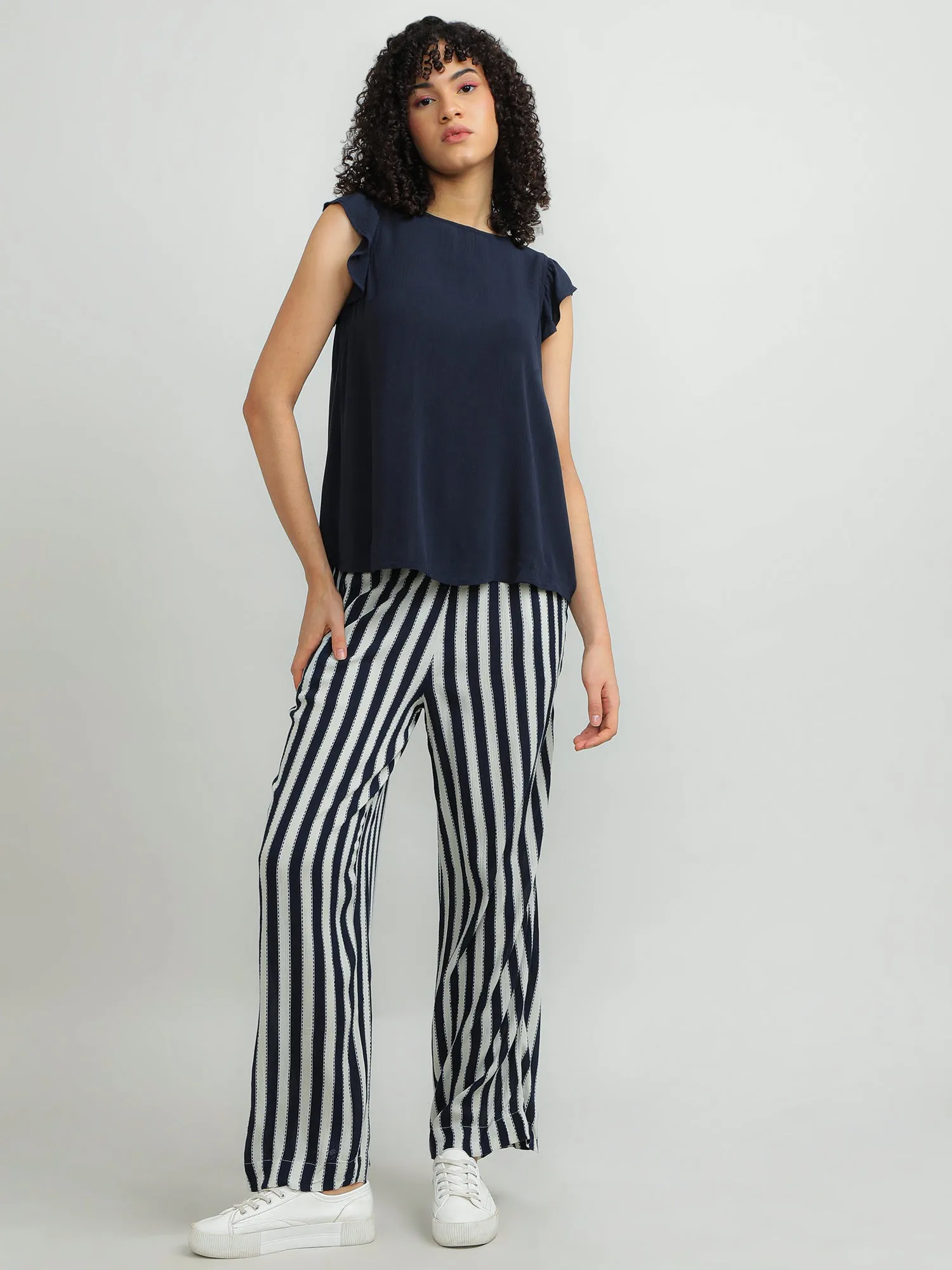 Women Viscose Navy Elegant Top
