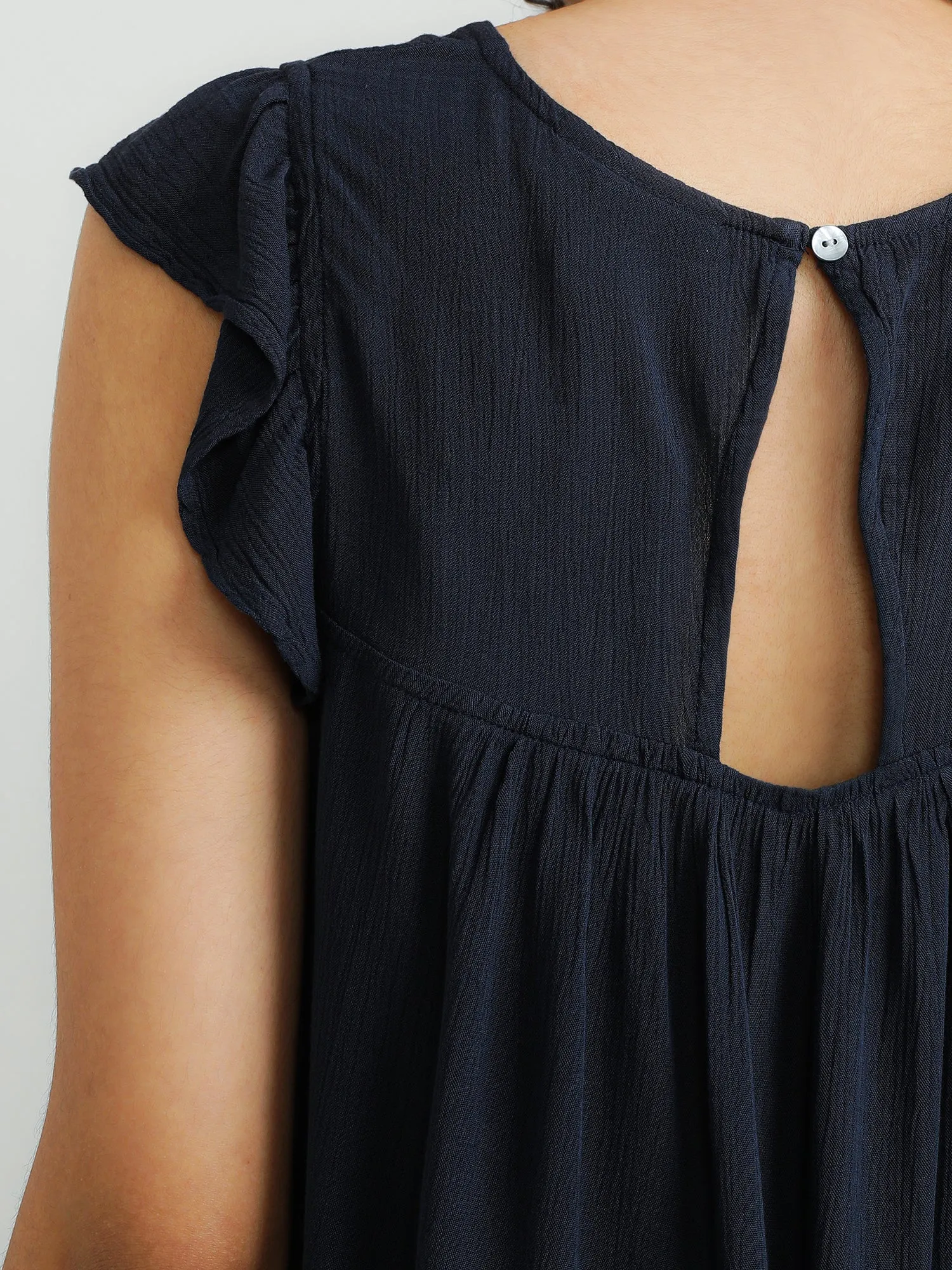 Women Viscose Navy Elegant Top