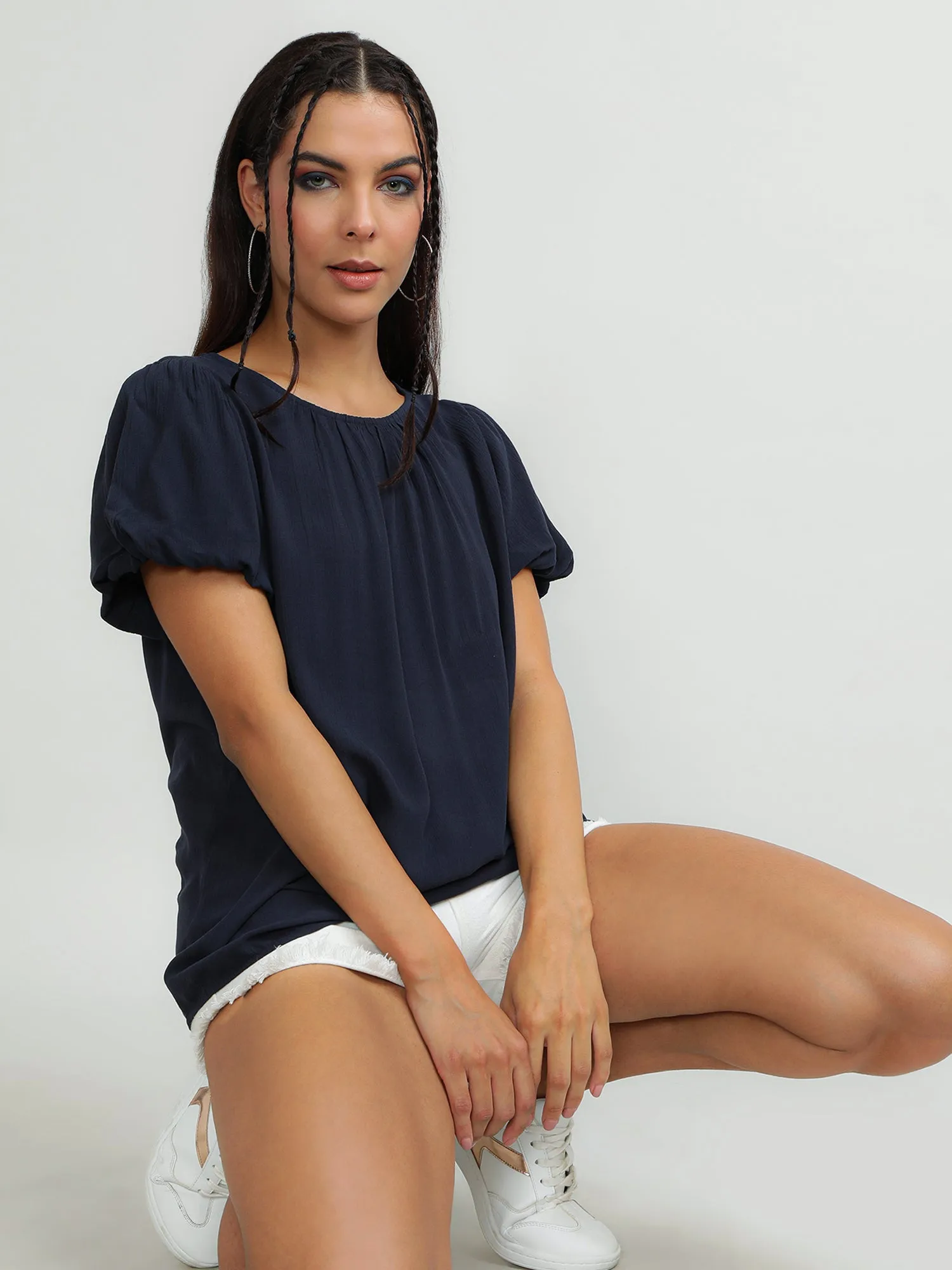 Women Viscose Navy Top