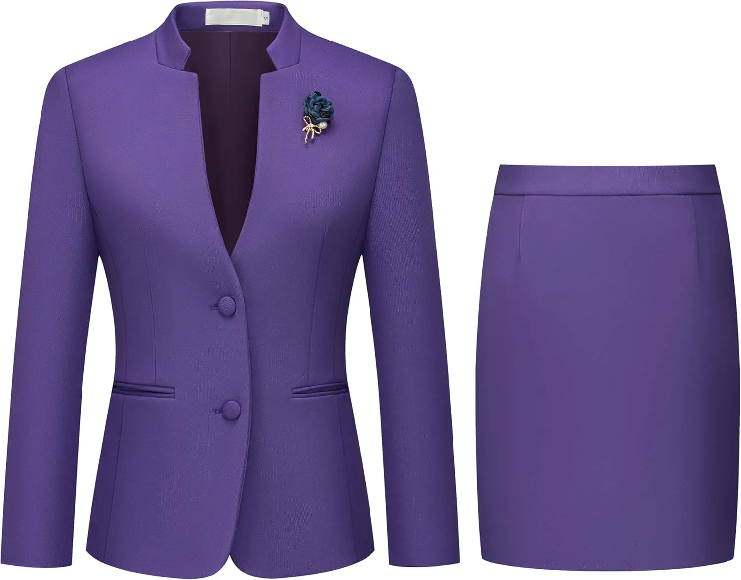 Women's 2 Piece Suit Skirt Set Business Office Work Blazer Jackets and Pencil Skirt with Slit