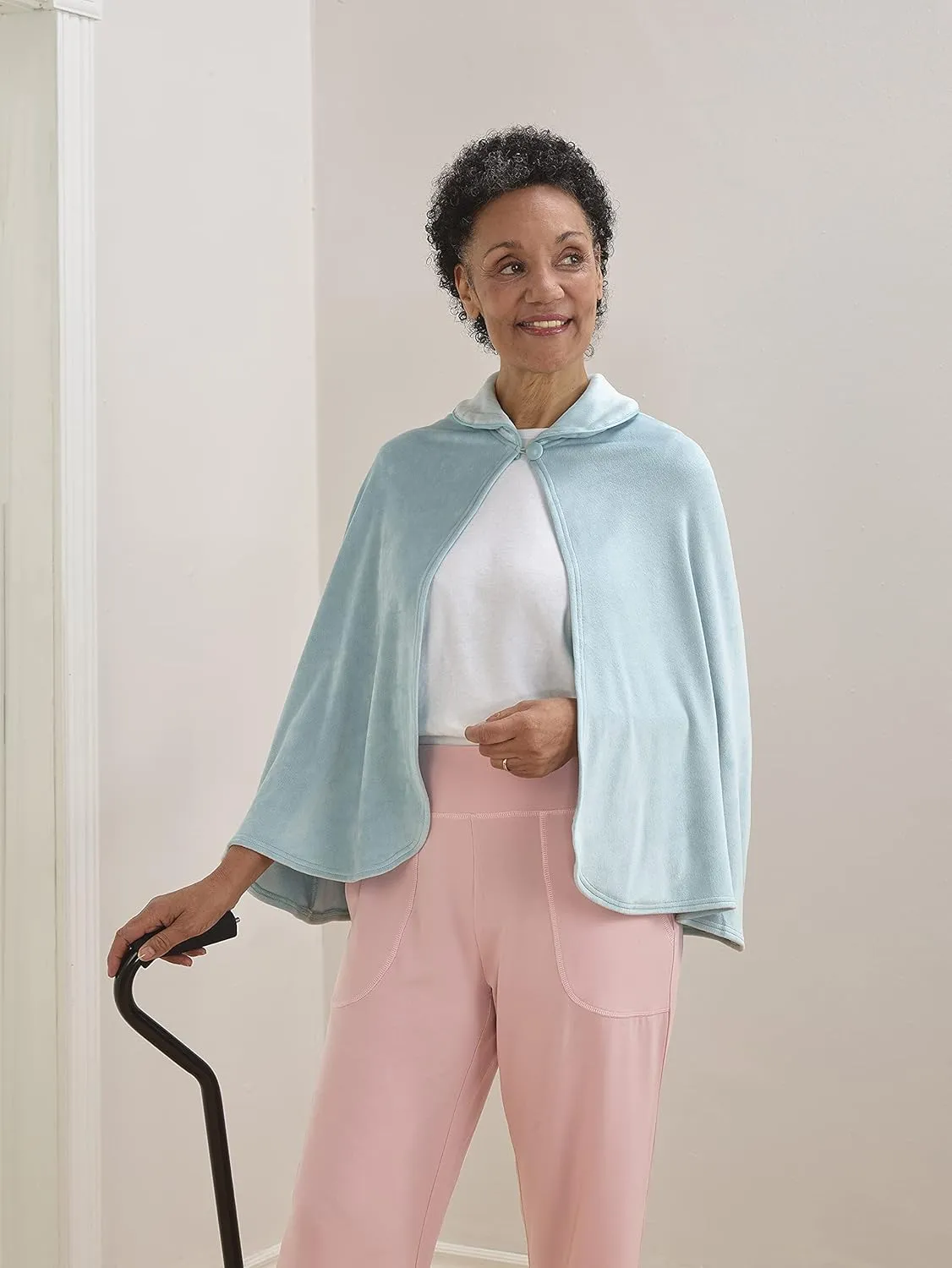 Womens Adaptive Easy-Dress Bed Jacket Cape for Elderly Needs