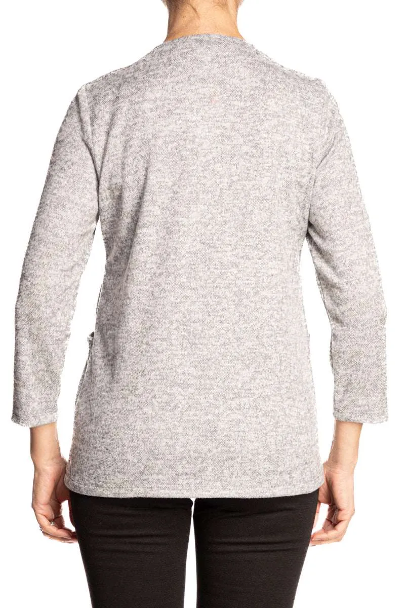 Women's Cardigan Silver Grey XLARGE SIZES Quality Soft Stretch Fabric Made In canada Yvonne Marie Boutiques