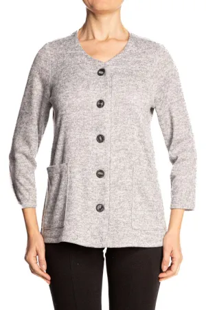 Women's Cardigan Silver Grey XLARGE SIZES Quality Soft Stretch Fabric Made In canada Yvonne Marie Boutiques