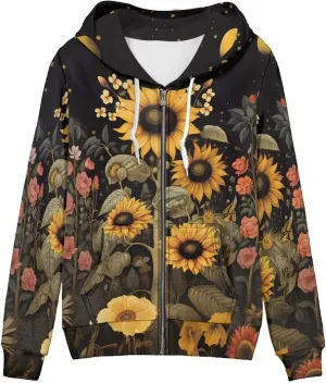 Women's Long Sleeve Hoodie with Smooth Zipper Casual Sweatshirt Y2K Hooded Cardigan Size XS-5XL