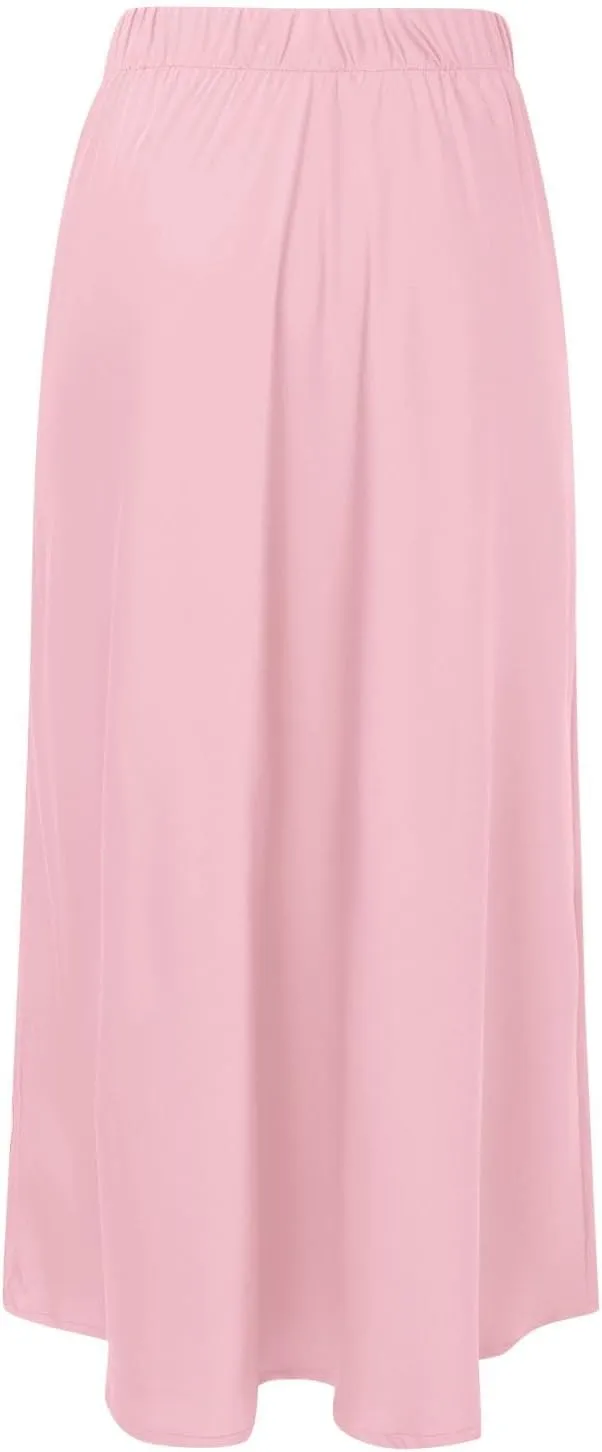 Women's Satin High-Waisted Floor-Length Midi Skirt - Smooth & Elegant Design, Perfect for Weddings & Formal
