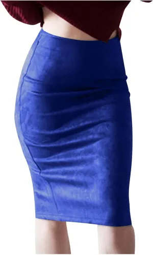 Women's Skirt Solid Color High Waisted Soft Smooth Lightweight Sexy Work Office Skirts Warp Pure Skirt for Party