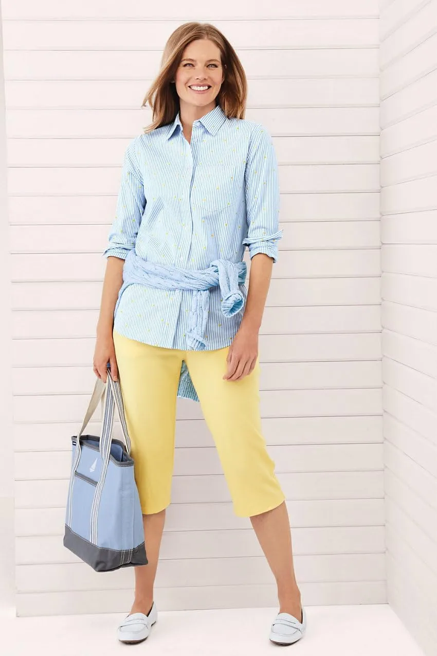Women'S Sport Knit High Rise Elastic Waist Capri Pants