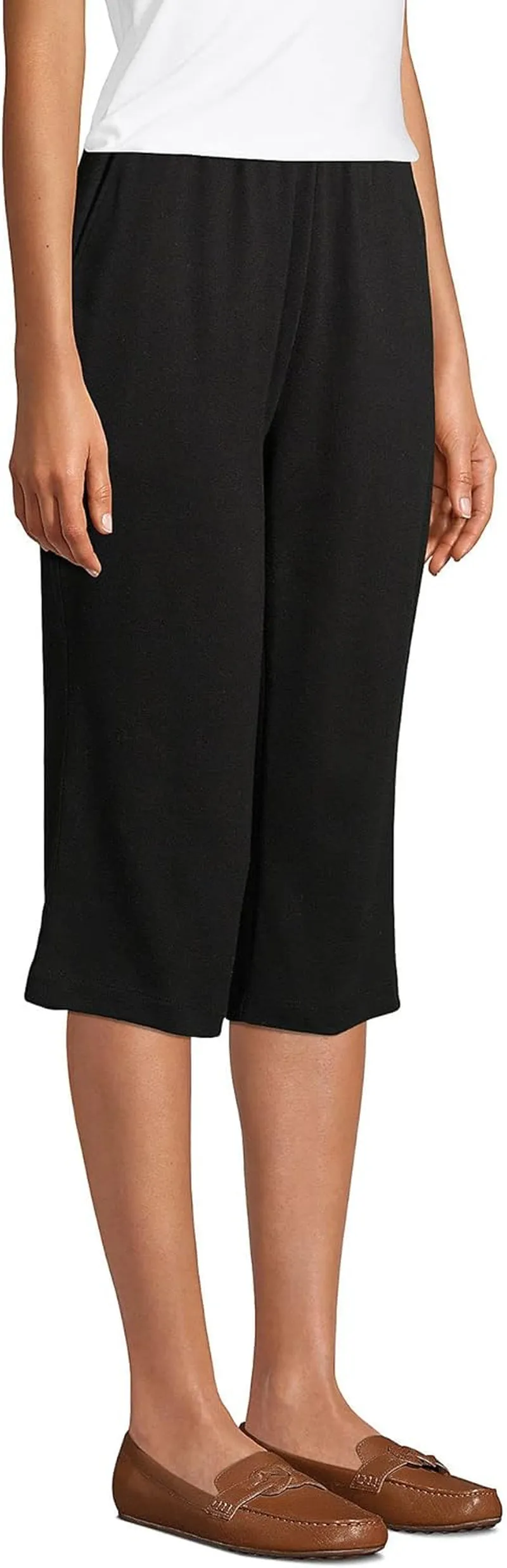 Women'S Sport Knit High Rise Elastic Waist Capri Pants