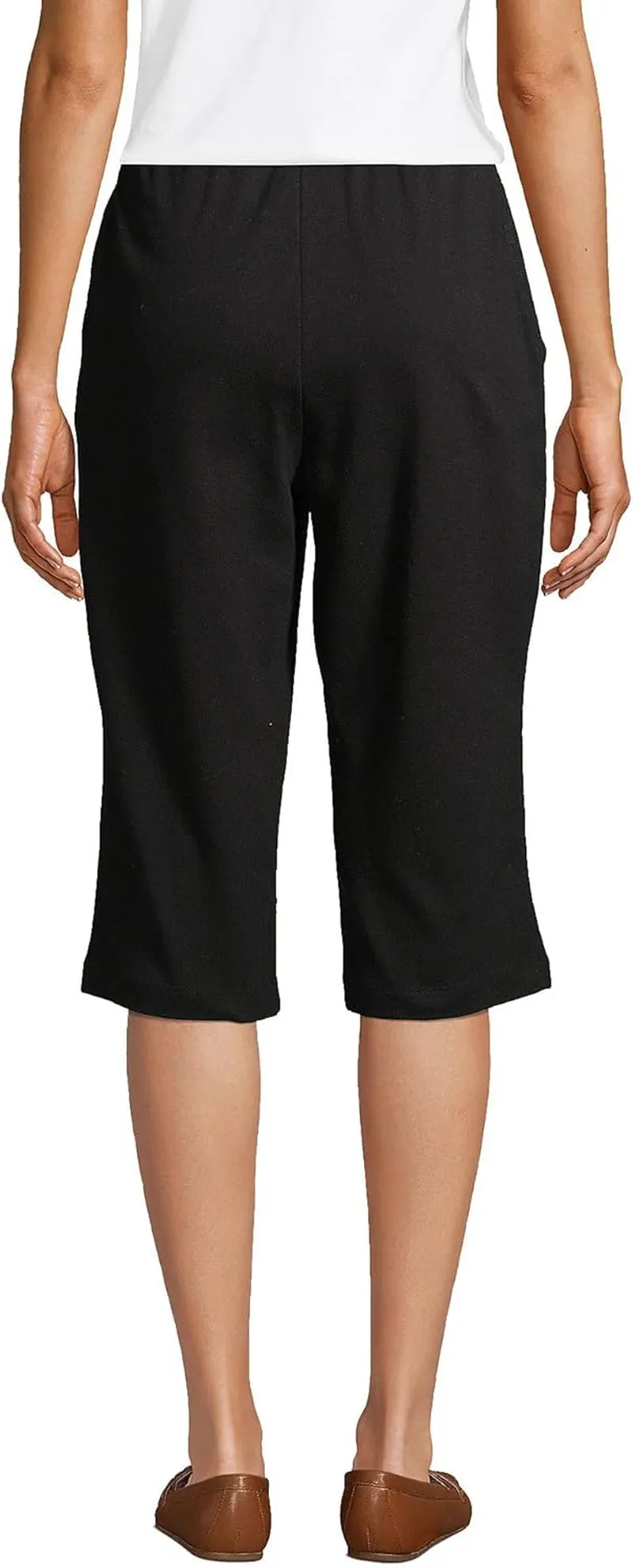 Women'S Sport Knit High Rise Elastic Waist Capri Pants