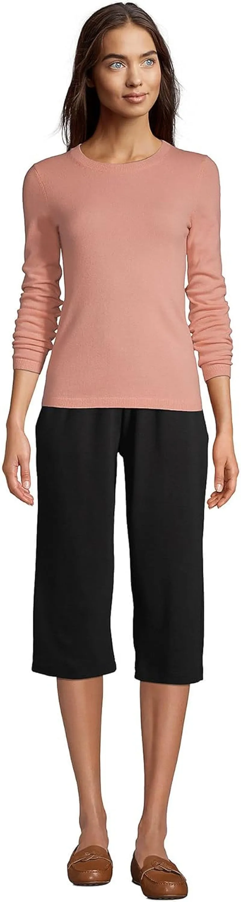 Women'S Sport Knit High Rise Elastic Waist Capri Pants