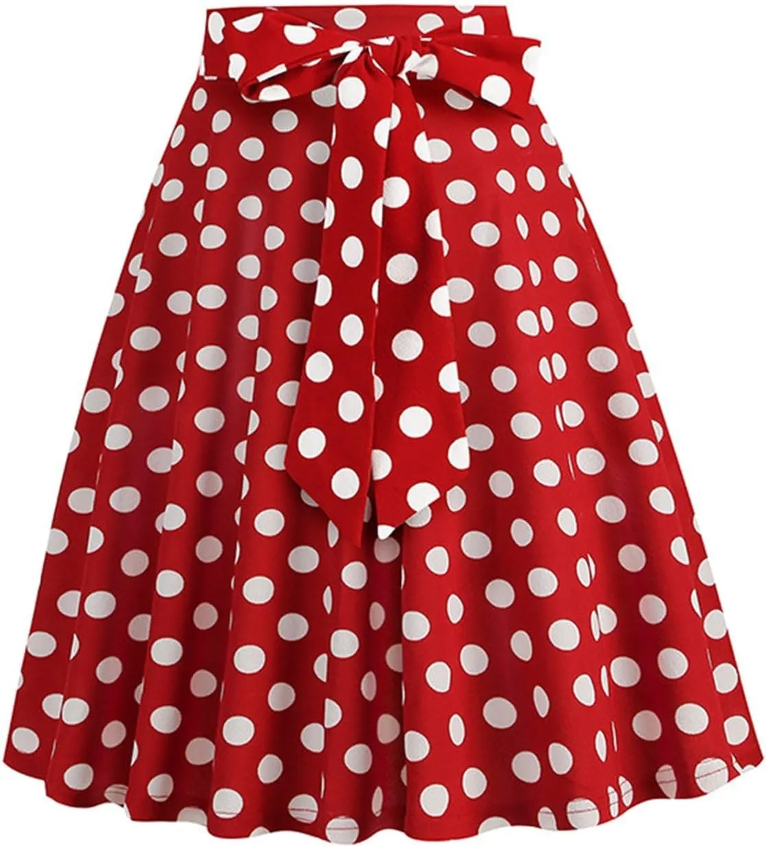 Women's Y2K Skirts Drawstring Stretch Waisted Skirt Basic Versatile Stretchy Polka Dot Skater Skirt 2025 New