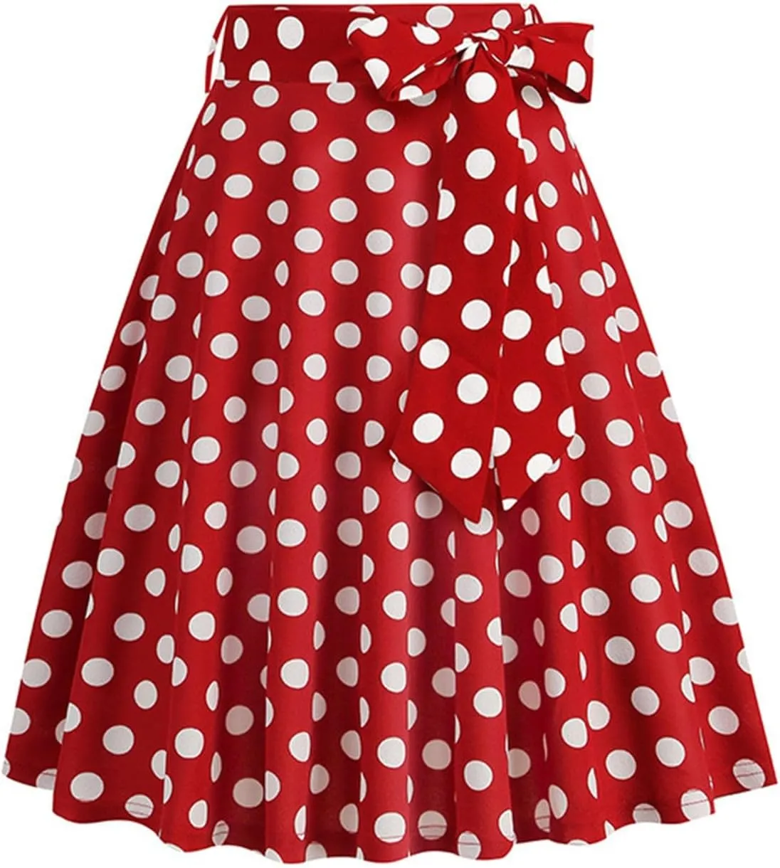 Women's Y2K Skirts Drawstring Stretch Waisted Skirt Basic Versatile Stretchy Polka Dot Skater Skirt 2025 New