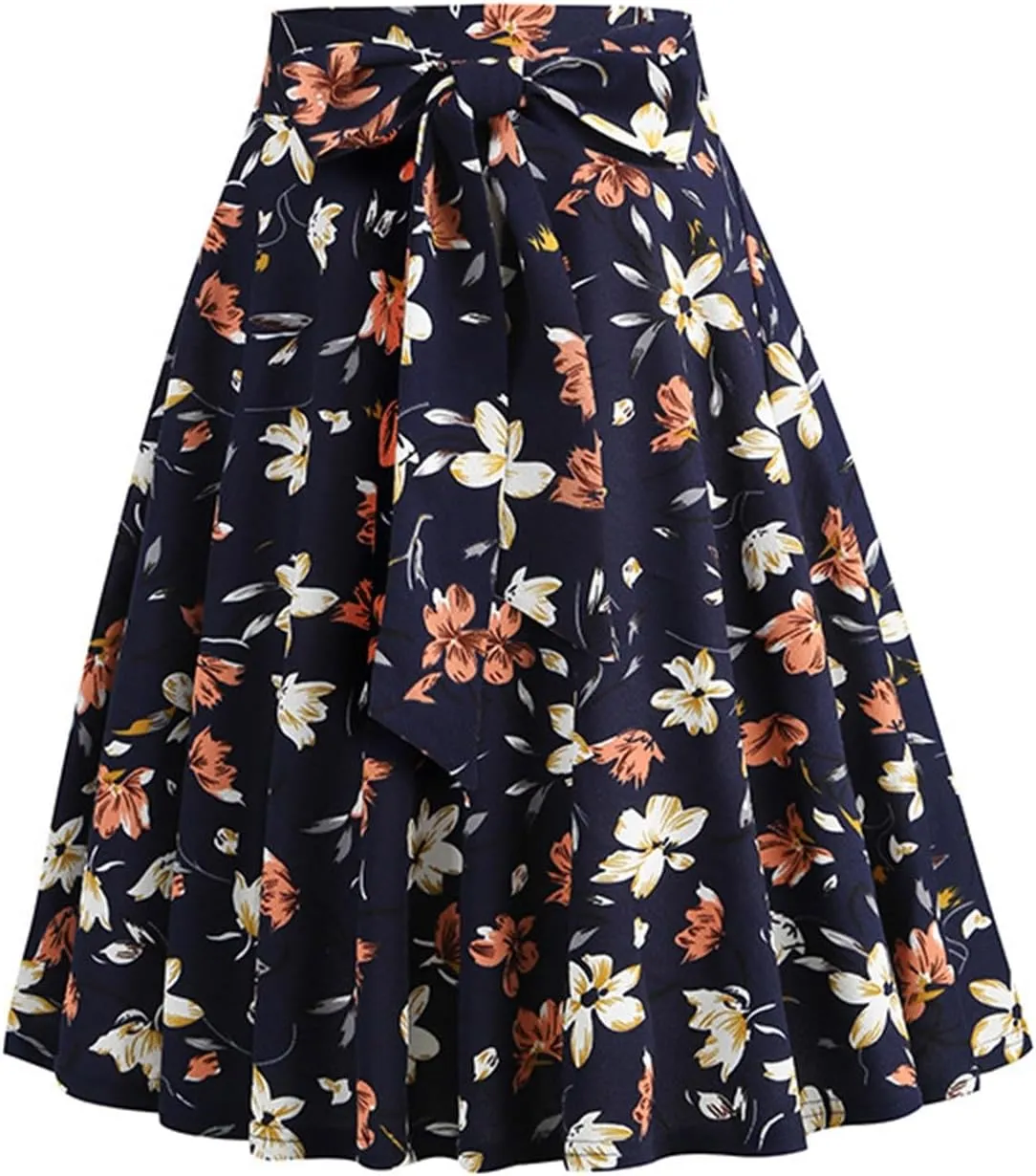 Women's Y2K Skirts Drawstring Stretch Waisted Skirt Basic Versatile Stretchy Polka Dot Skater Skirt 2025 New