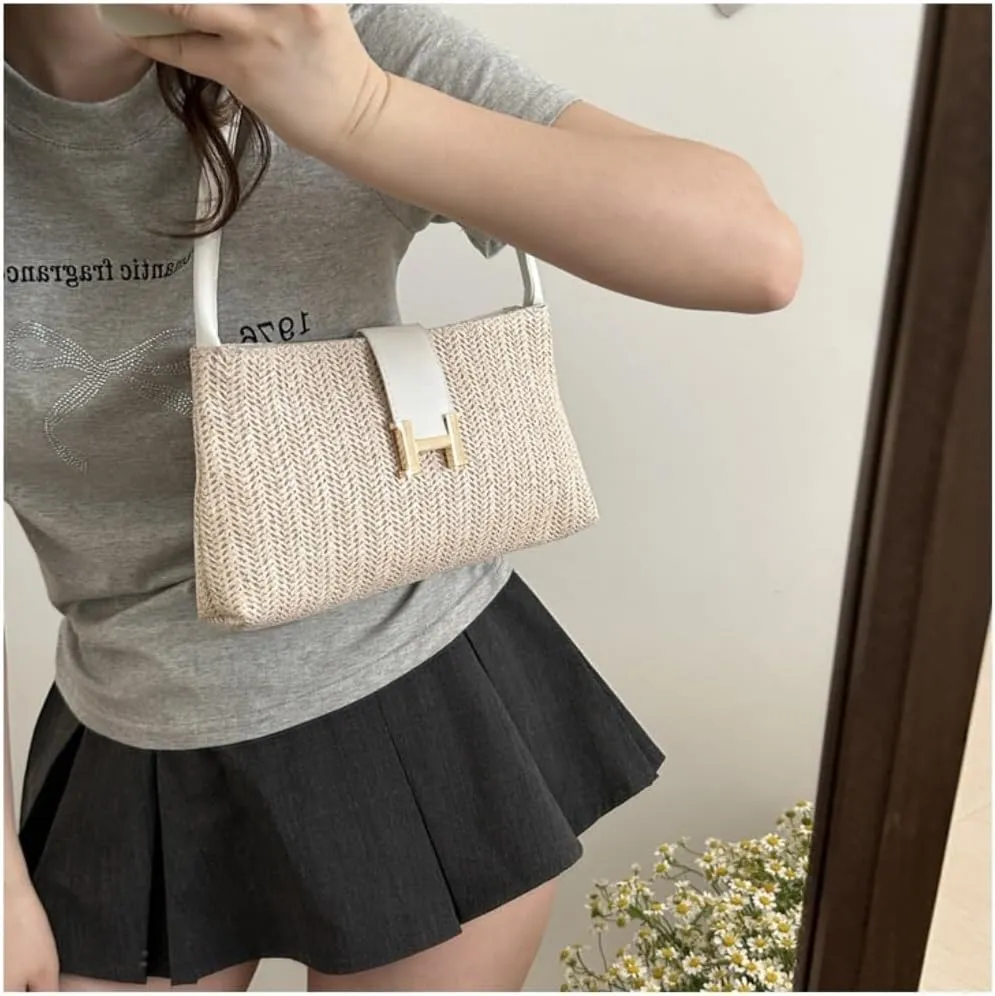 Woven bag,vacation handbags,Straw Bag Straw bag summer versatile niche design shoulder armpit bag Straw Bag Tote